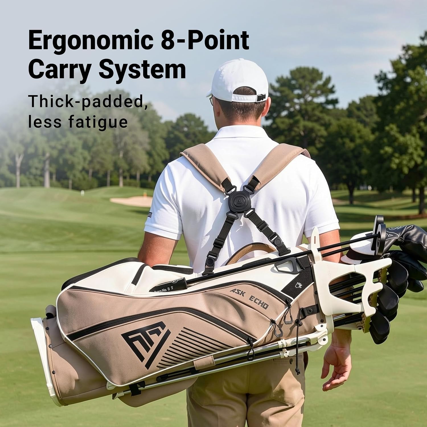 ASK ECHO Golf ST-14 Hybrid Stand Bag with 14 Way Full Length Dividers & Quick Putter Clip