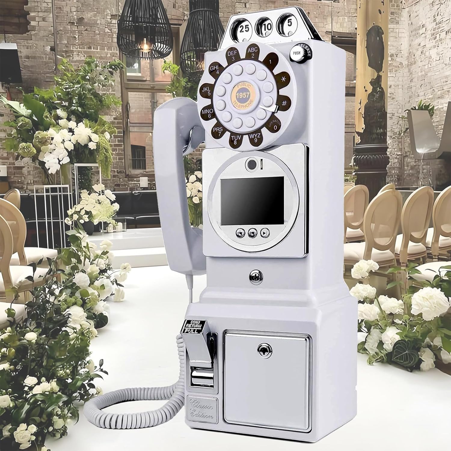 1080p Video Guestbook Wedding Phone, Video & Audio Guest Book, 64GB Large Memory, Clear Voice, Personalized Wedding Guestbook Decorations for a Variety of Memorable Party Occasions Bless,White