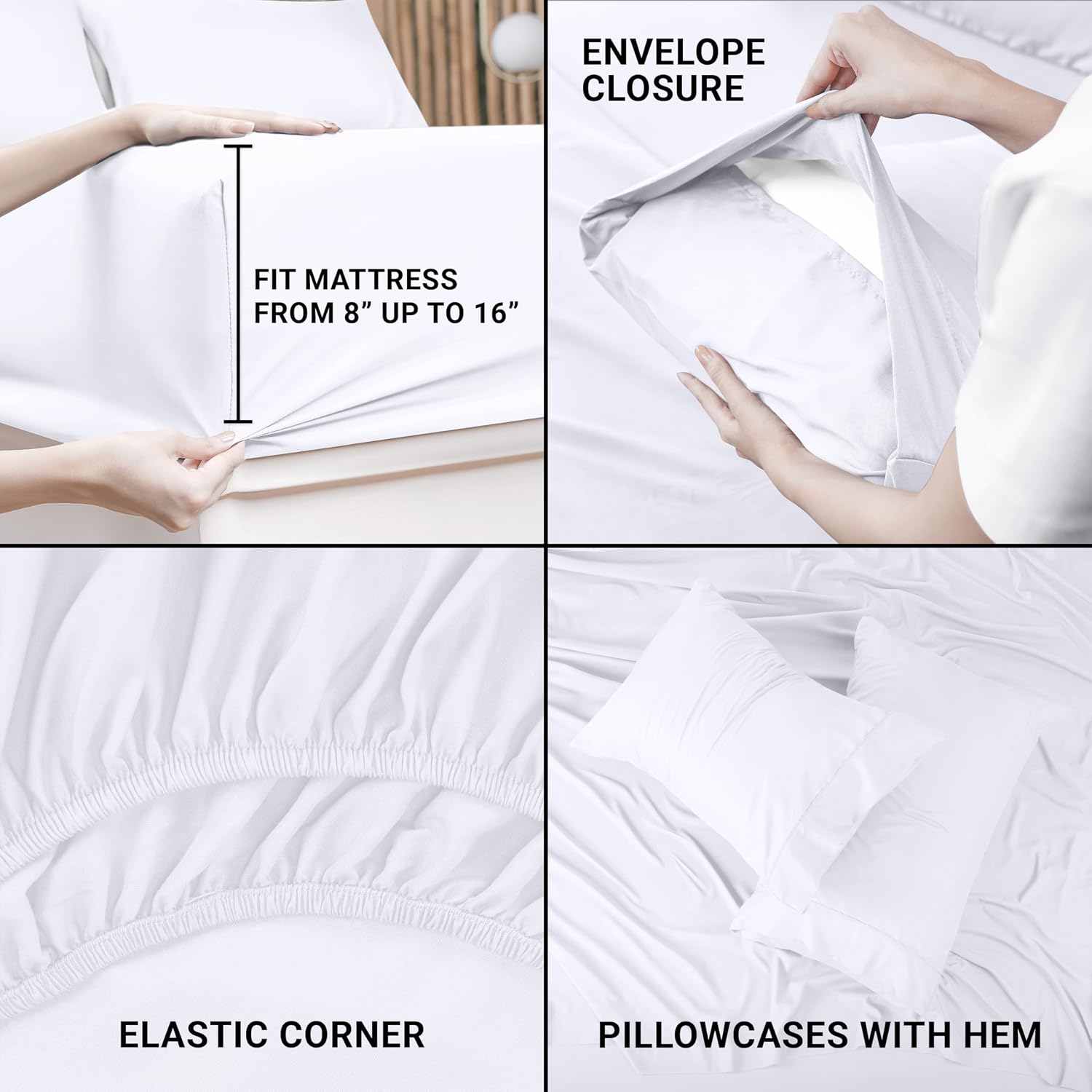 Utopia Bedding King Size Sheet Set - Bulk Pack of 8 Bed Sheets Set - Soft Brushed Microfiber - Deep Pockets - Shrinkage & Fade Resistant - Easy Care (White)