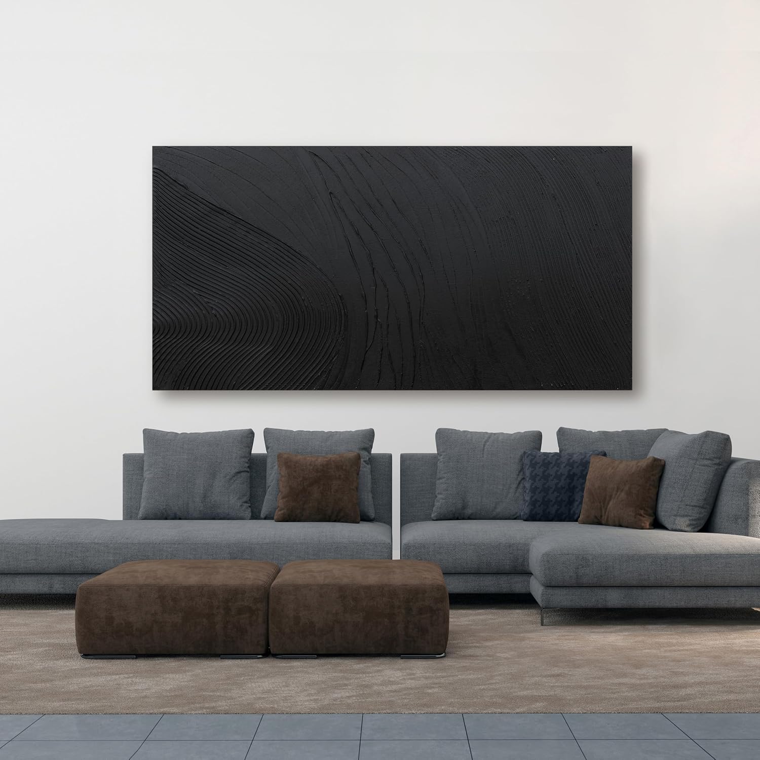 Canvas Wall Art Decor Large Artwork Modern Black Wall Art Black Silence Wall Art Painting Decorations Canvas Art Wall Decor Wall Art Prints for Room Living Room Bedroom Office Decor 29'X58'