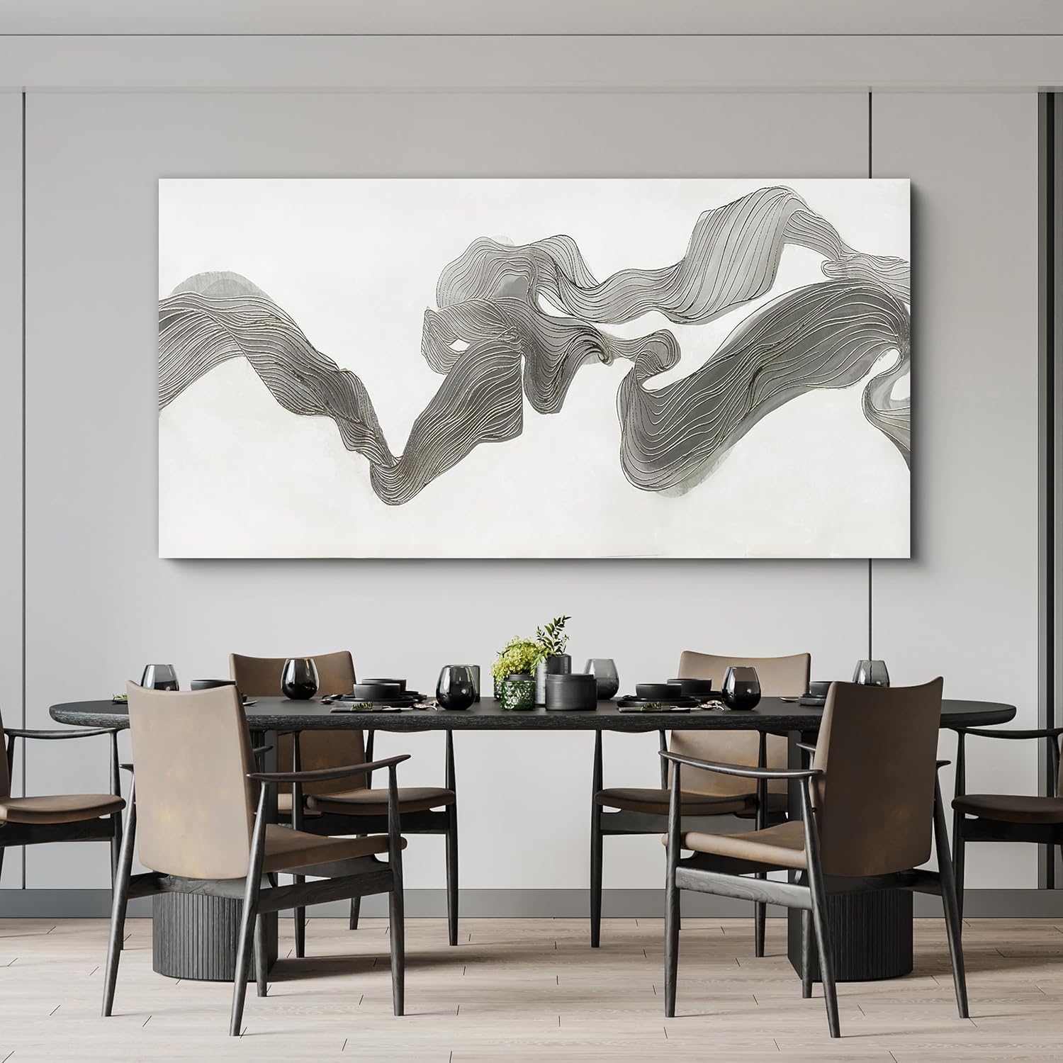 Abstract Wall Art Decor Large Modern Wall Art Decor Oversized Wall Art Pictures for Living Room Abstract Canvas Art Wall Decor Gray White Wall Art Prints Artwork for Walls Home Office Decor 29' X 58'