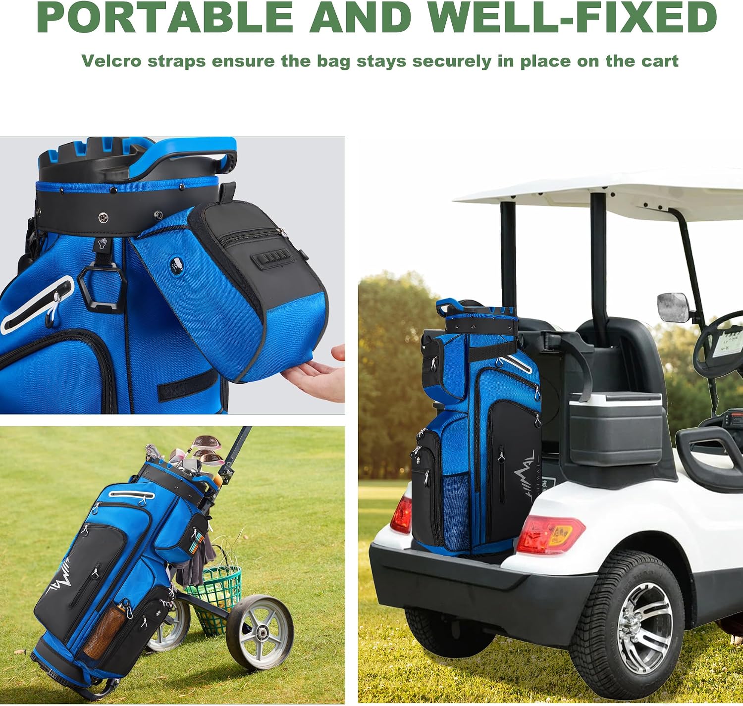 uniHimal Golf Cart Bag with 14-Way Full-Length Dividers, Golf Bag for Men Women with Magnetic Leather Pocket, Handles and Rain Cover, Lightweight Golf Club Bag Includes Cooler Pockets