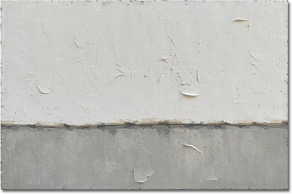 NANKAI Grey and White Minimalist Large Contemporary Art - 36x48 inch Wall Decoration For Home and Office