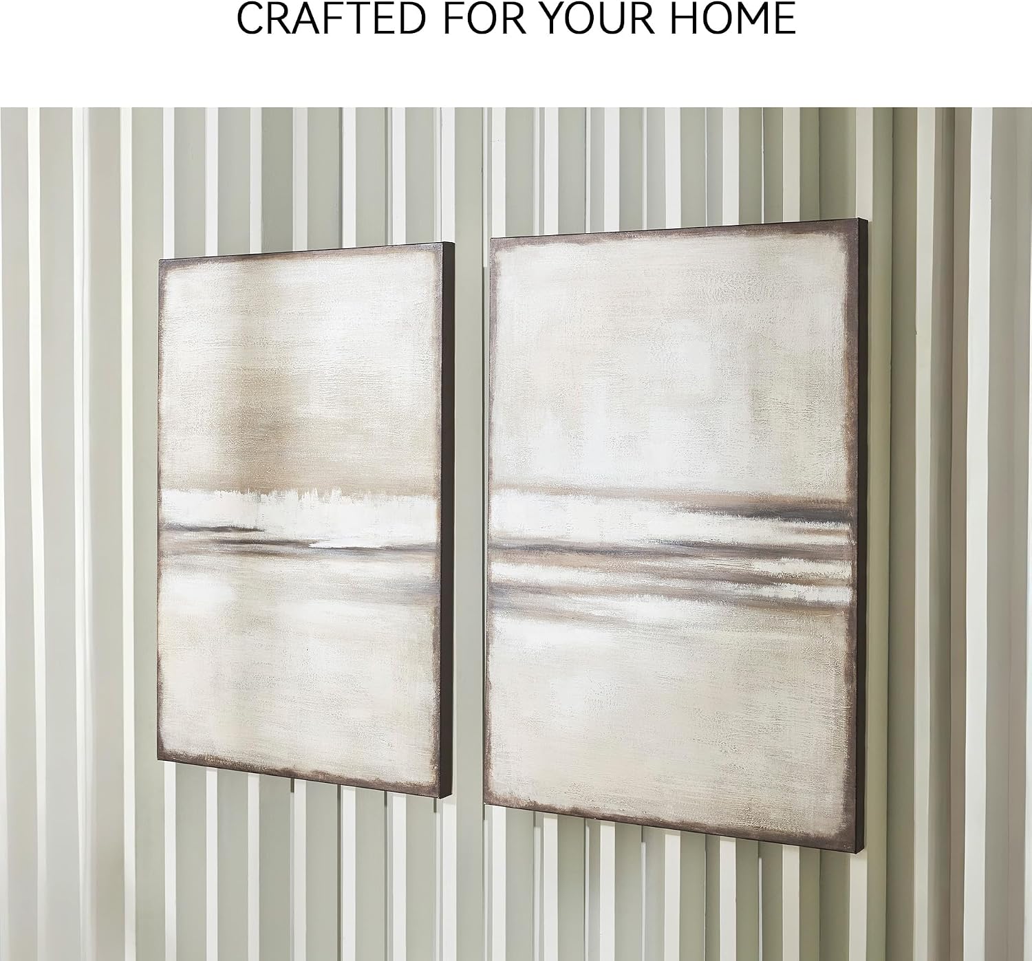 Signature Design by Ashley Brockdunn Modern Rectangular Abstract Hand-painted Wrapped Canvas Wall Art 24 x 36 Inches, Set of 2, Beige & Light Brown
