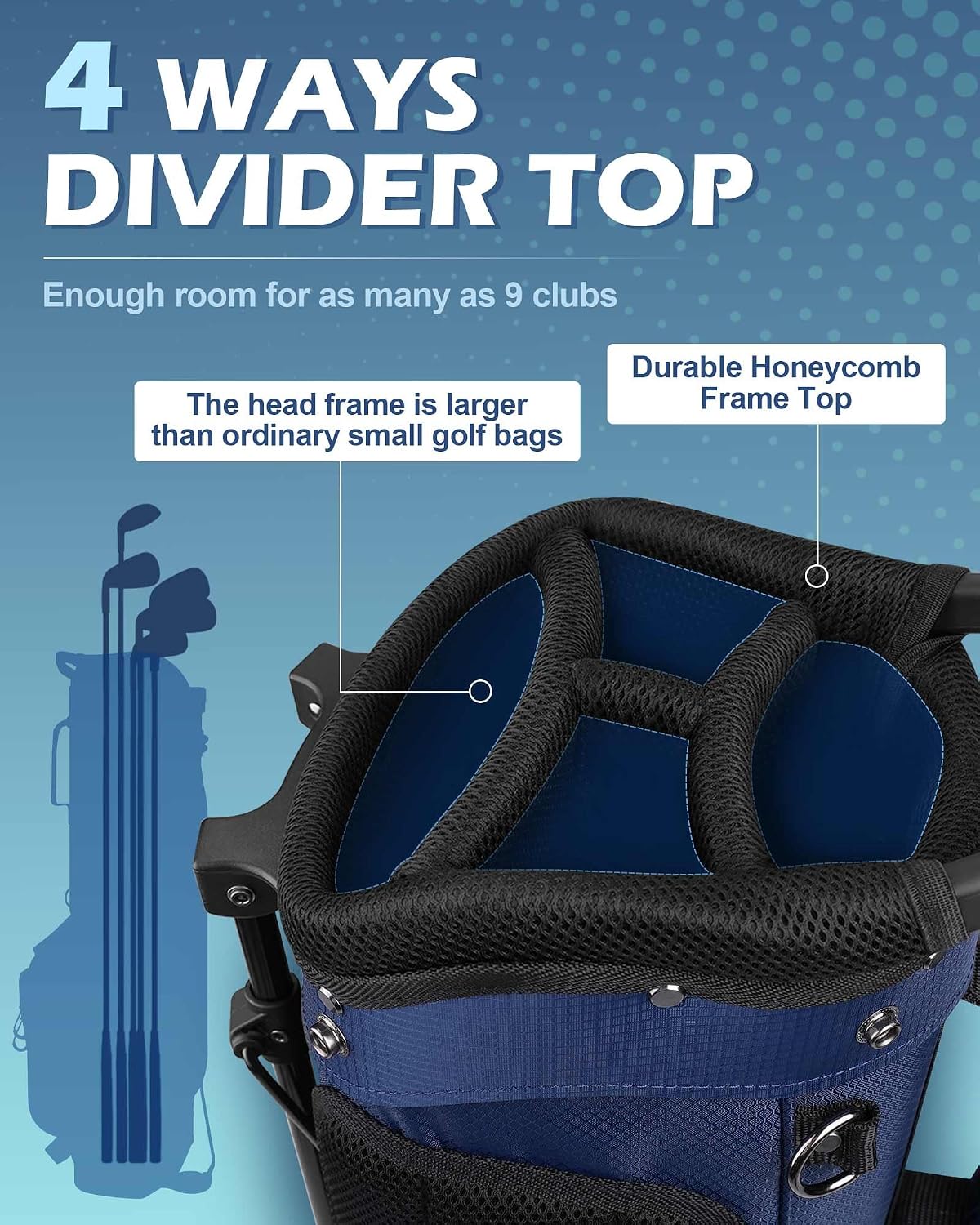 Golf Stand Bag with Cooler Pocket, Lightweight Sunday Carry Bag with Glove Patch & Tee Holder, Portable for Driving Range & Par 3 Course, Men & Women