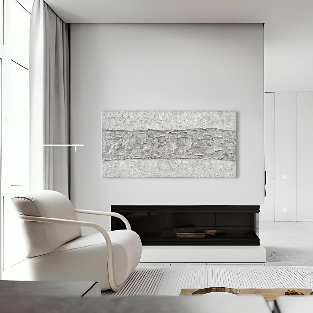 Art Minimalist Art Painting Hand-Painted Black and White Wall Art Textured Oil Painting Modern Abstract Art Home Wall Decoration 24x48 inches