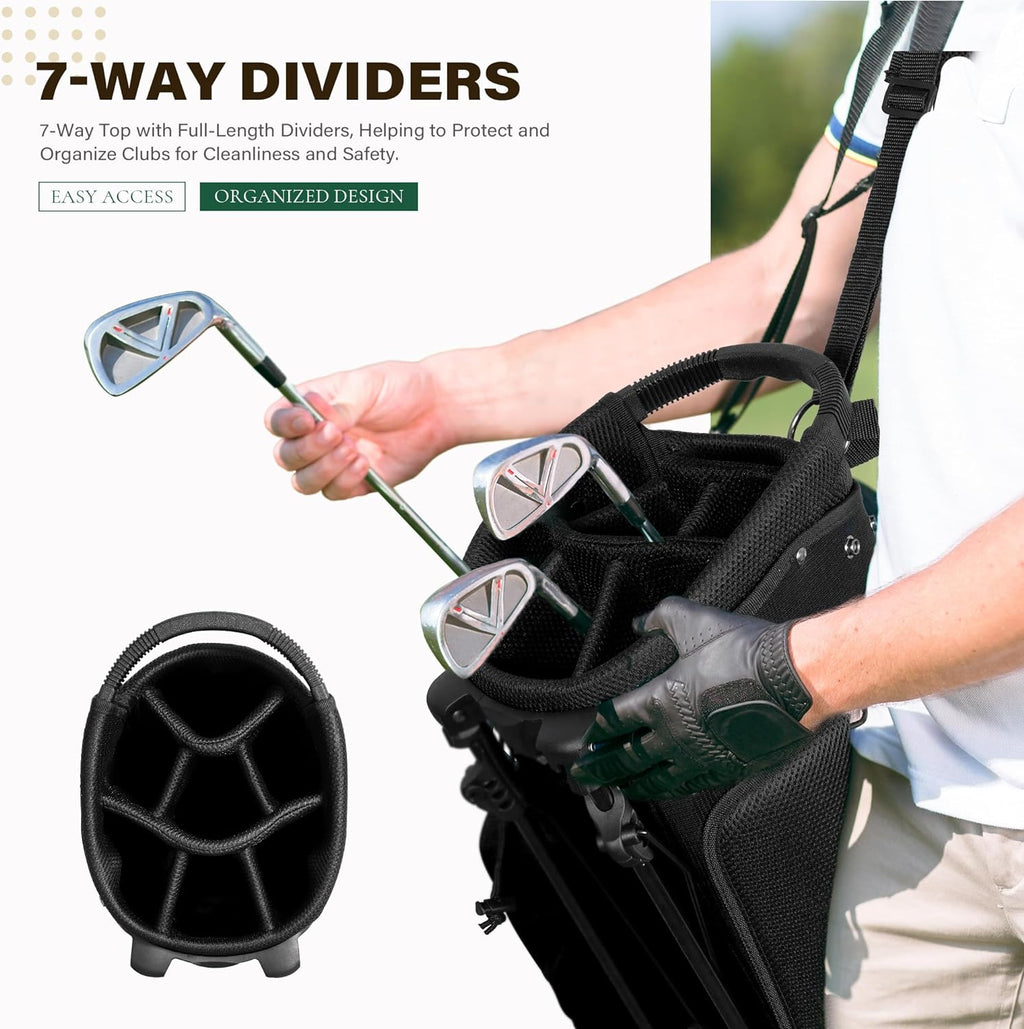 uniHimal Golf Stand Bag with 7 Way Top Dividers, Lightweight Golf Bags for Men Women with Multiple Pockets, Dual Straps