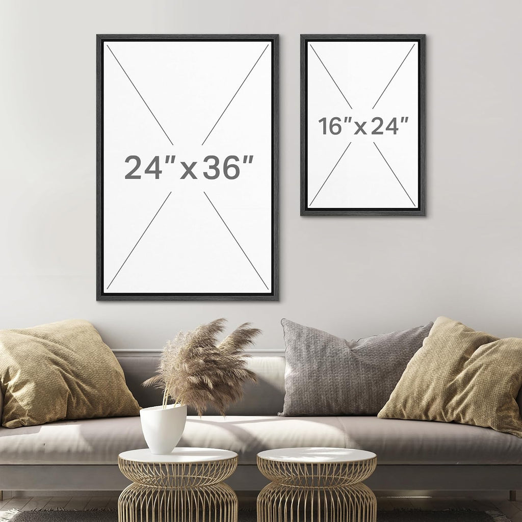 SIGNLEADER Framed Canvas Print Wall Art Set Minimal Neutral Mountain Landscape Illustrations Minimal Decorative Bohemian for Living Room, Bedroom, Office - 16'x24'x3 Black