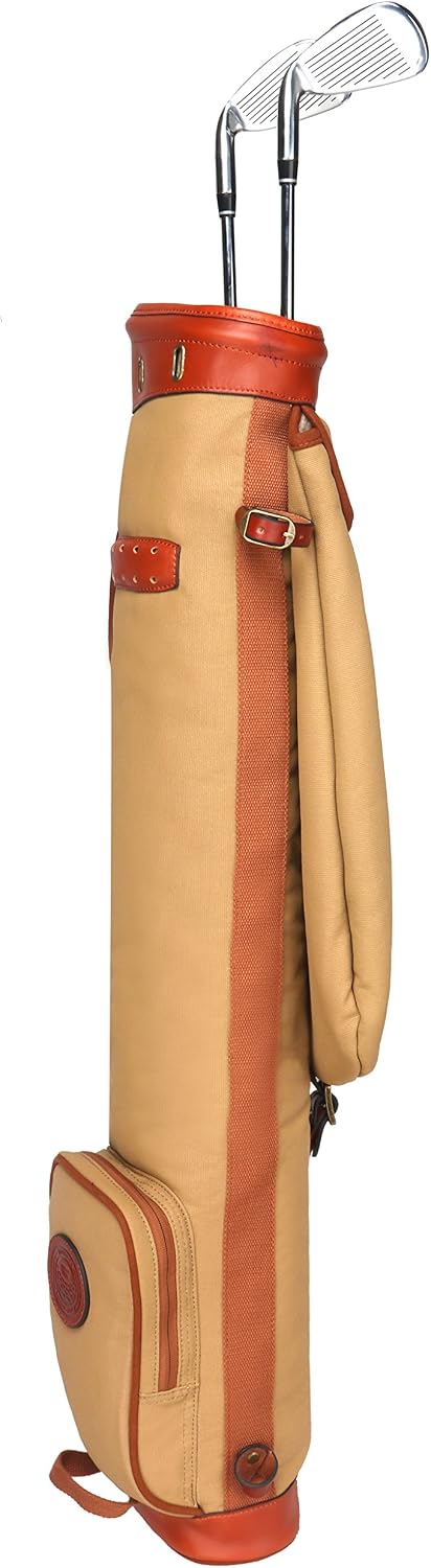 Tourbon Vintage Golf Club Carry Bags Travel Case - Canvas and Leather