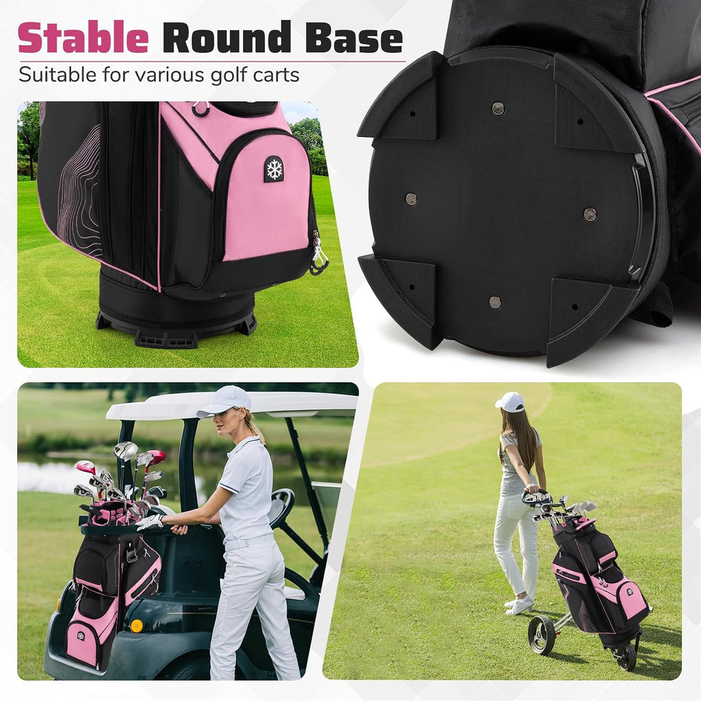 Goplus Lightweight Golf Cart Bag, Molded Lock Top Golf Club Bag w/14-Way Full Length Organizer Dividers, 11 Pockets, Cooler Bag, Straps, Umbrella Holder & Rain Hood for Men Women