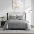 Vera Wang - King Comforter Set, Soft Cotton Bedding w/Smooth Cotton Percale Reverse, Lightweight for Year Round Comfort, 3 Piece Bed Set w/Matching Pillowcases (Woven Tucks Grey)