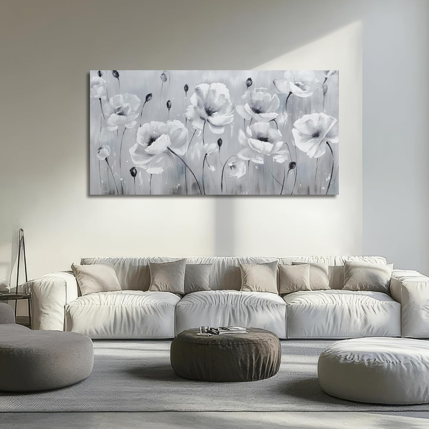 Belmrxne Large Floral Wall Art Black and Grey Wall Decor flower Canvas Painting Aesthetic Artwork modern Trendy canvas print for Living Room Bedroom Dining Room Office 29x58 Inches
