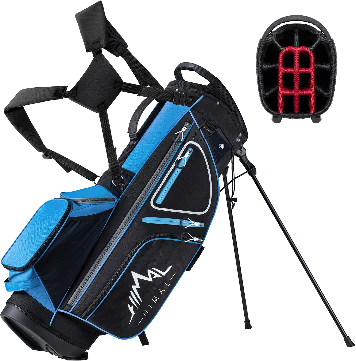 GoHimal 14 Way Golf Stand Bag, Golf Bags for Men with Stand, Top Dividers Ergonomic with 10 Pockets Golf Club Bags