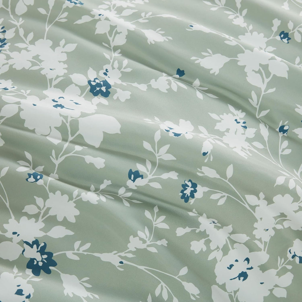 Lucky Brand Fianna Sage Green Floral Luxury 2 Piece Comforter Bedding Set - Twin/Twin XL Size Comforter Set