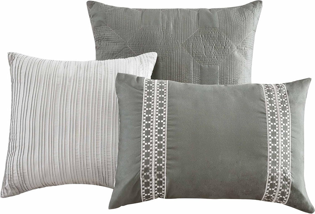 Riverbrook Home 100% Polyester Comforter Set, California King, Aiken - Gray, 10-Piece Set