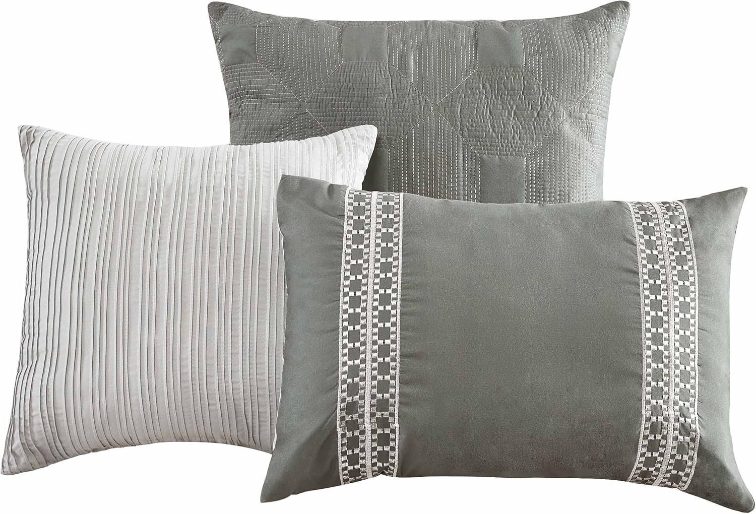 Riverbrook Home 100% Polyester Comforter Set, California King, Aiken - Gray, 10-Piece Set