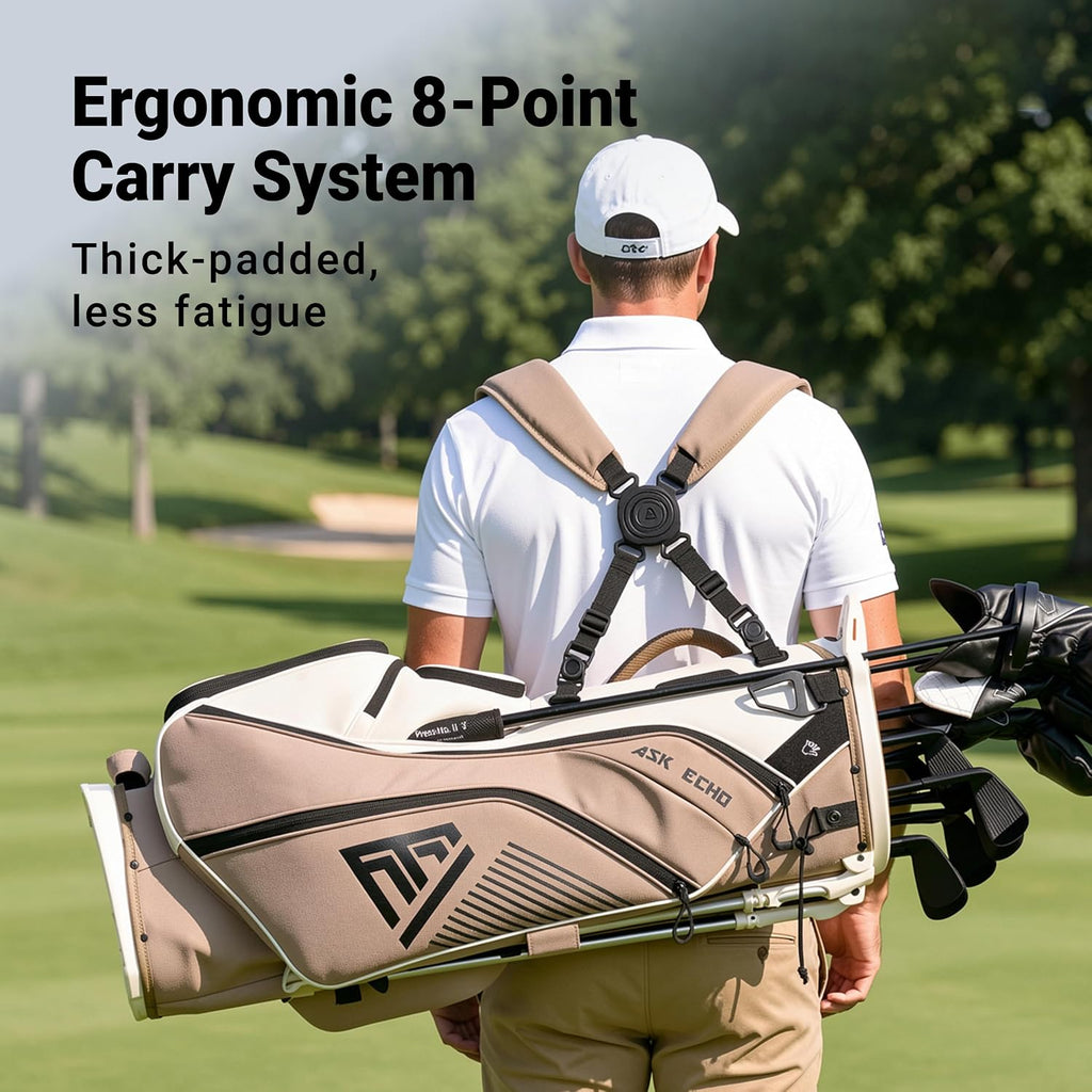 ASK ECHO Golf ST-14 Hybrid Stand Bag with 14 Way Full Length Dividers & Quick Putter Clip
