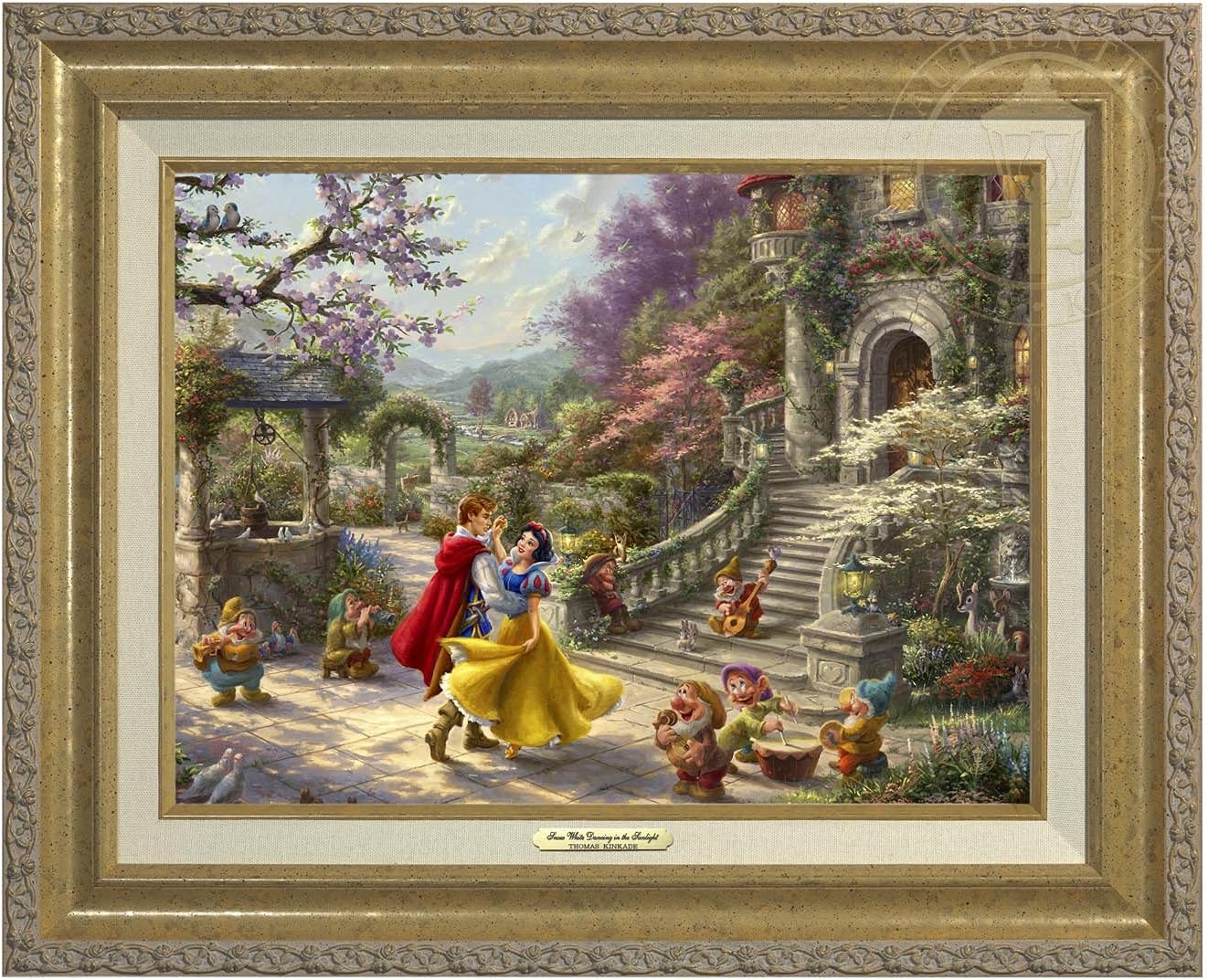Thomas Kinkade Studios Snow White Dancing in the Sunlight 12' x 16' Canvas Classics Gold Frame