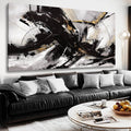 Abstract Wall Art for Living Room Canvas Wall Decor Large Artwork Black And Gold Wall Decorations Black Pictures for Wall 29'x58'