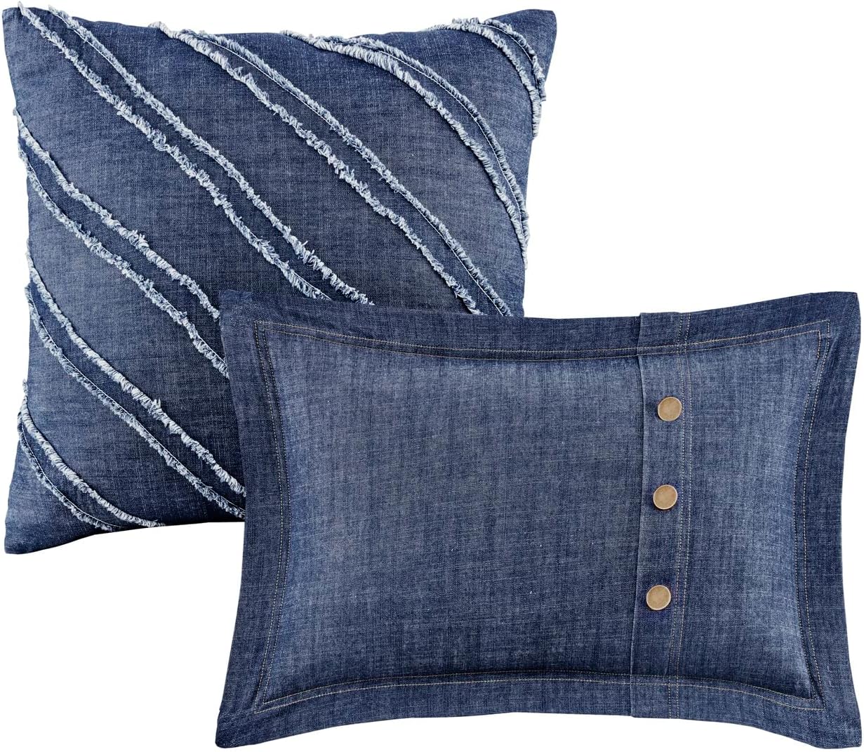 Woolrich Rustic Lodge Cabin Comforter Set - All Season Down Alternative Warm Bedding Layer and Matching Shams, Oversized King, Perry, Denim Blue