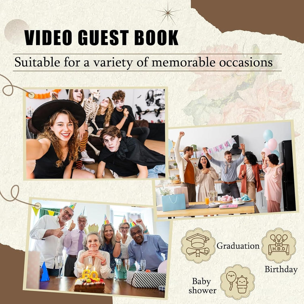 Video Audio Guest Book Wedding Phone, 1080p Hd Retro Video Phone Guest Book, Wedding Phone Customized Video Messages, Record Preserve Special Occasions, for Weddings Black-64GB