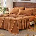 Bedlifes 100% French Pure Linen Sheets Queen Size Breathable and Cooling Flax Sheet Set Soft Durable and Moisture Wicking 16 Inch Deep Pocket-4 Piece(Queen,Brown)