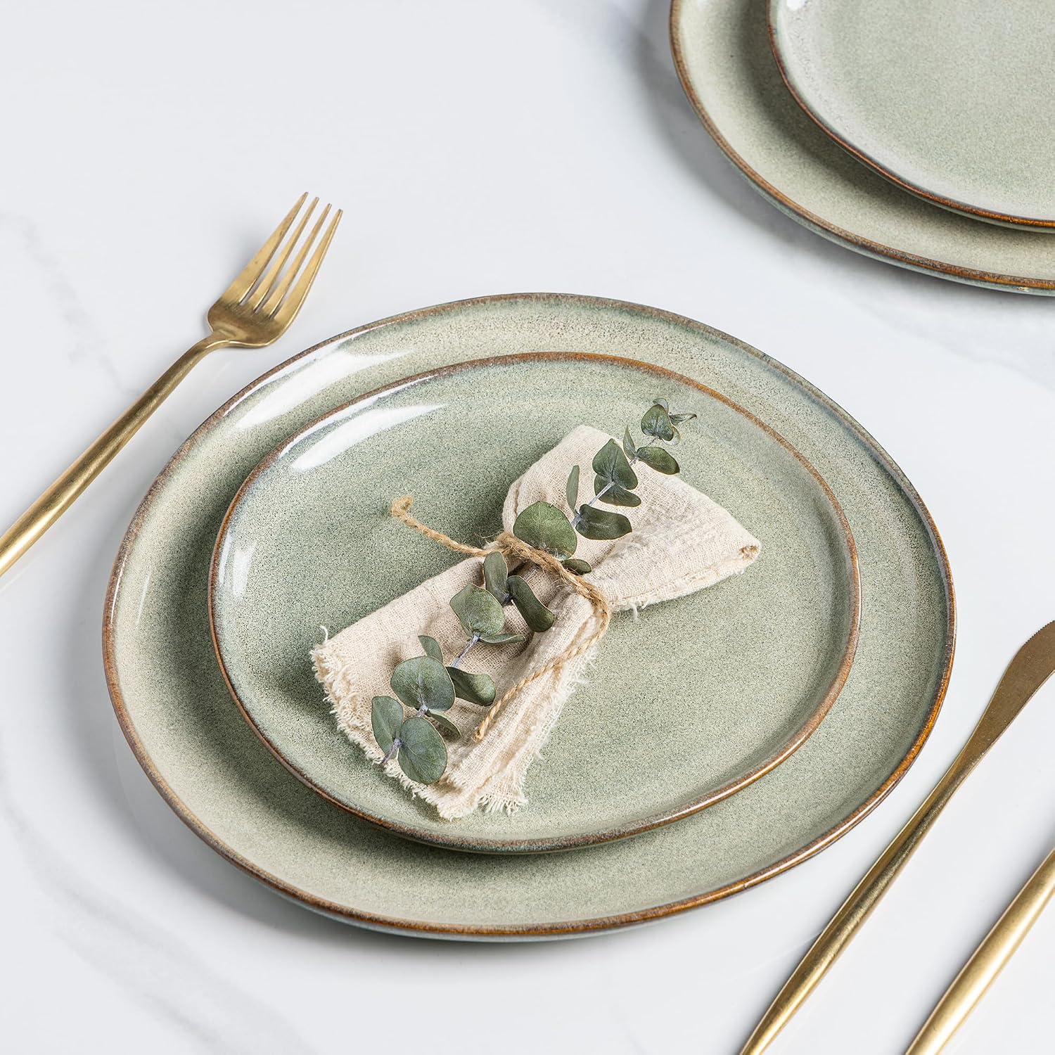 AmorArc Ceramic Dinnerware Sets,Handmade Reactive Glaze Stoneware Plates and Bowls Sets,Highly Scratch Resistant | Dishwasher & Microwave Safe Dishes Set,Service for 12 (36pc)