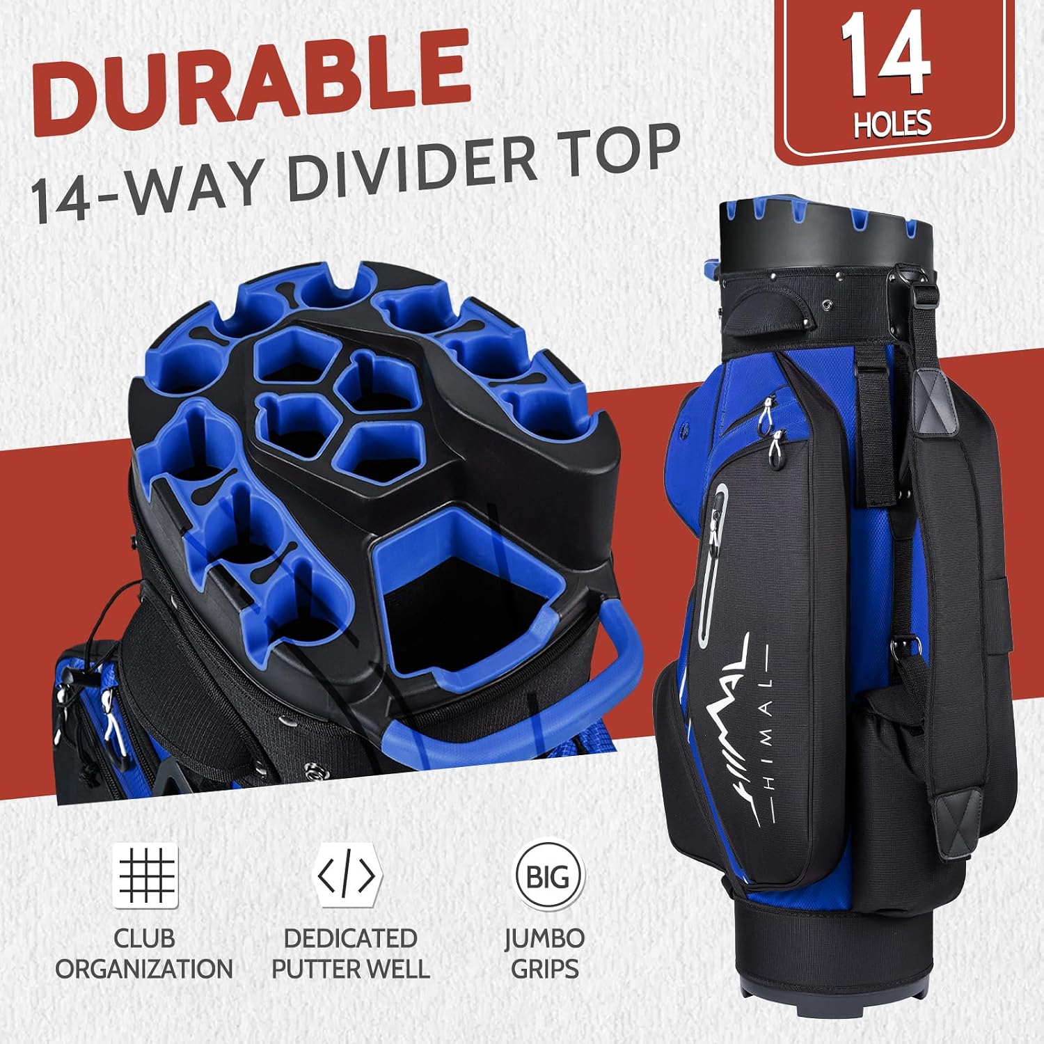 uniHimal14-Way Golf Cart Bag Pro with Full Length Divider Top, Golf Bag for Men with Handles and Rain Cover