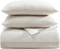 Vera Wang - Queen Comforter Set, Premium Cotton Bedding Set with Matching Shams, Chic Room Essentials, Oeko-Tex Certified (Chenille Waffle Stripe Beige, Queen)