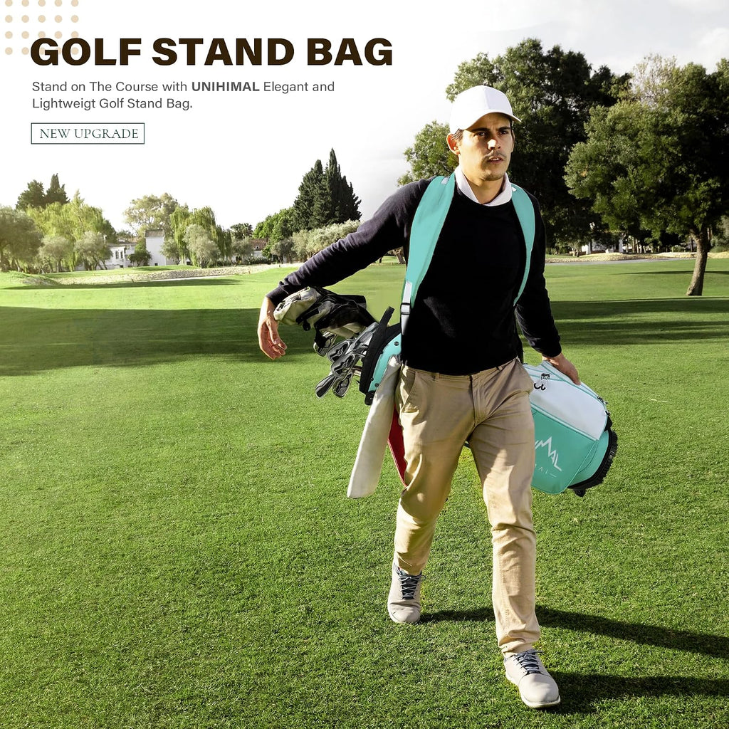 uniHimal Golf Stand Bag with 7 Way Top Dividers, Lightweight Golf Bags for Men Women with Multiple Pockets, Dual Straps