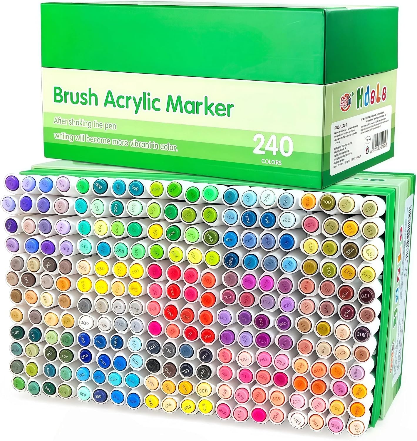 Guangna 240 Colors Acrylic Paint Markers, Brush Tip Acrylic Paint Pens for Pumpkin Paint, Christmas Art, Rock Painting, Wood, Glass, Ceramic, Canvas, Stone, DIY Crafts