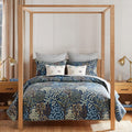 Levtex Home English Forest Navy Reversible Full/Queen Quilt Set (88x92in) and 2 Pillow Shams (26x20in) - Floral - Navy, Green - Rayon Full/Queen Size Quilt Bedding Set - Lightweight, Soft, Pre-Washed