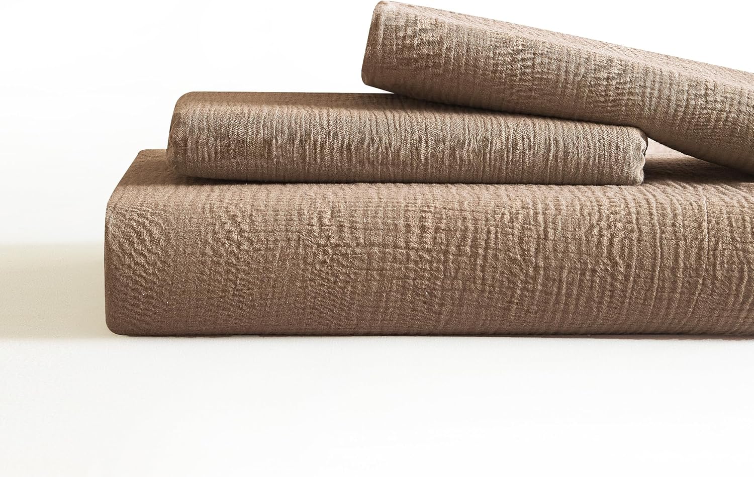 SE SOFTEXLY Muslin Duvet Cover Oversized King Size, 100% Washed Cotton Duvet Cover Set, Ultra Soft Comforter Cover Linen Like, 3 Pieces Gauze Duvet Cover with 2 Pillowcases, 98'x120', Light Brown