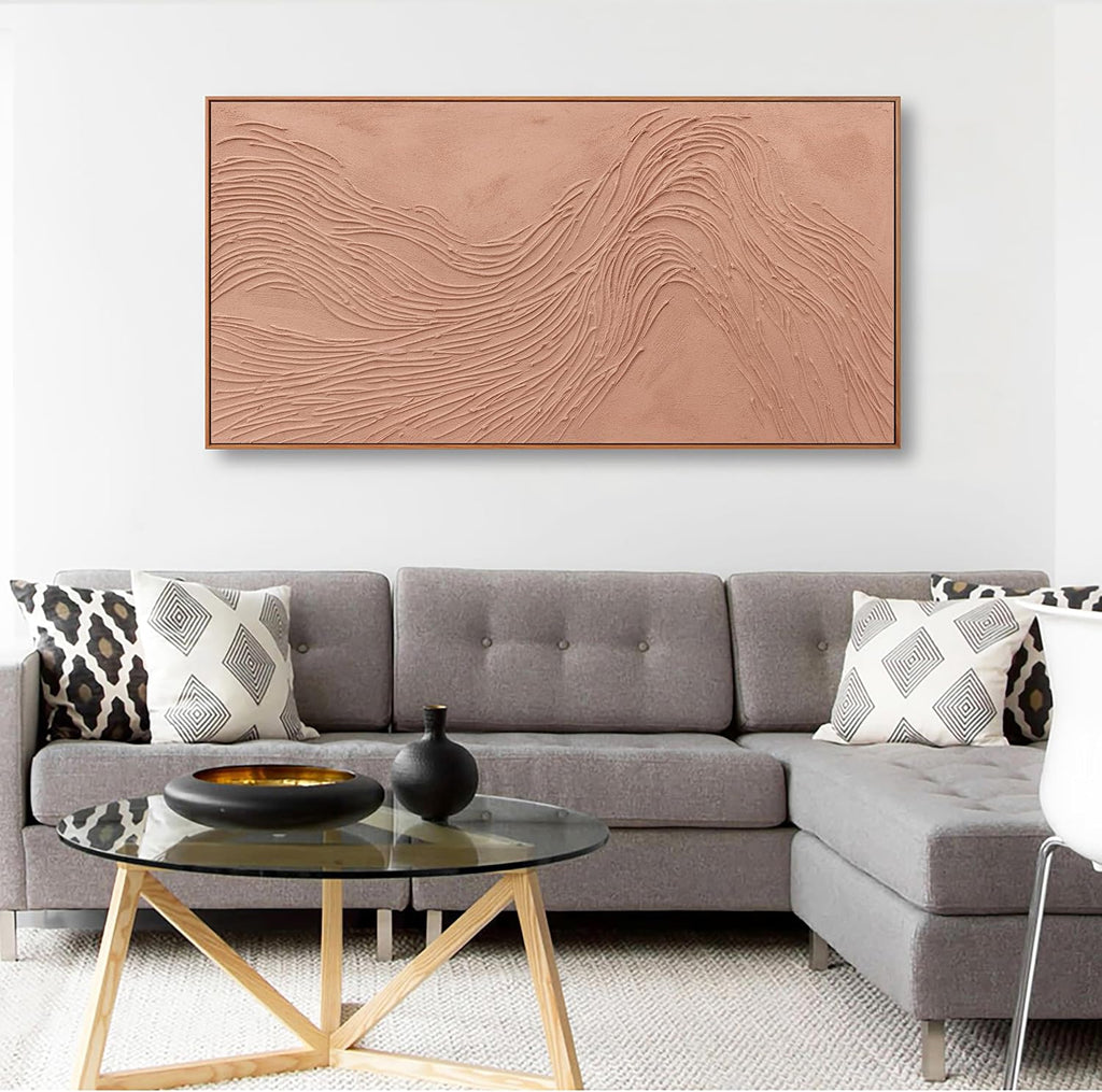 Abstract Wall Art For Living Room Decor Canvas Artwork Hand Painted Reddish Brown Variational Texture Minimalist Modern Art Wall Decor Painting With Framed For Bedroom Dining Room Home Office Modern Abstract Artwork Home Decoration 29'x58'