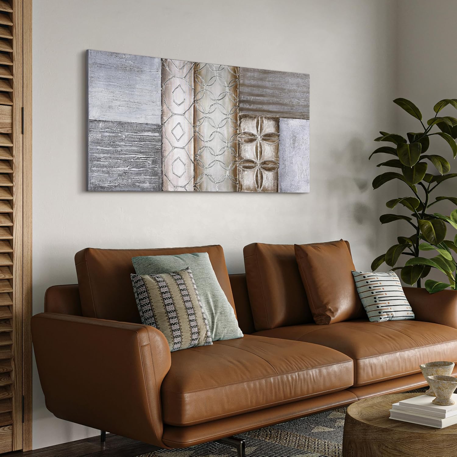 Empire Art Direct 'Stacked 1' Original Textured Metallic Oil Painting by Martin Edwards, 60' x 30'