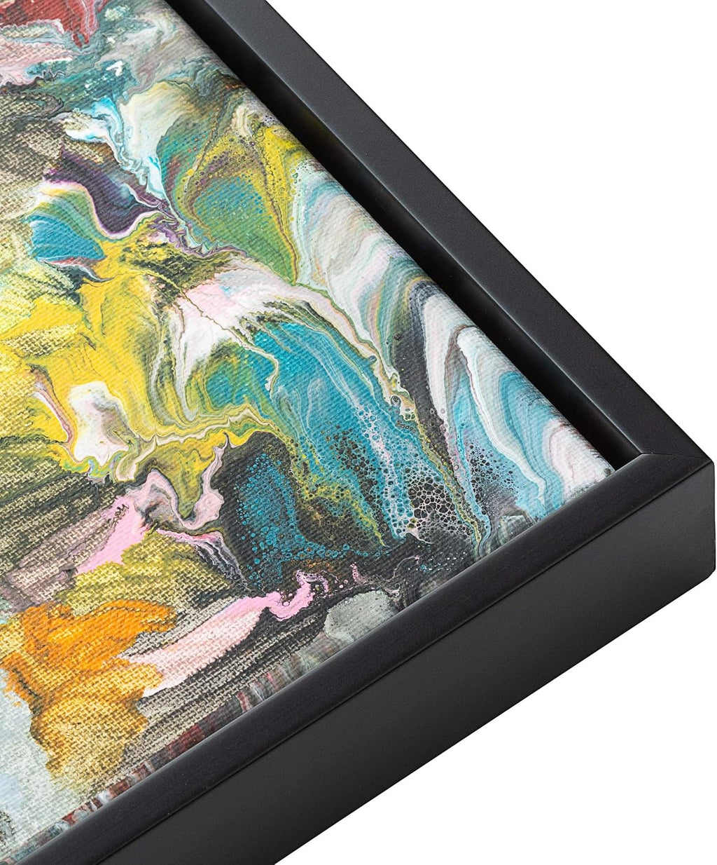 16x40 Canvas Frame Black Solid Wood Floater Frame Width 1.5 Inches | Interior Frame Depth 0.875 Inches | Austin Contemporary Canvas Frame Complete with Canvas Clips & Hanging Hardware