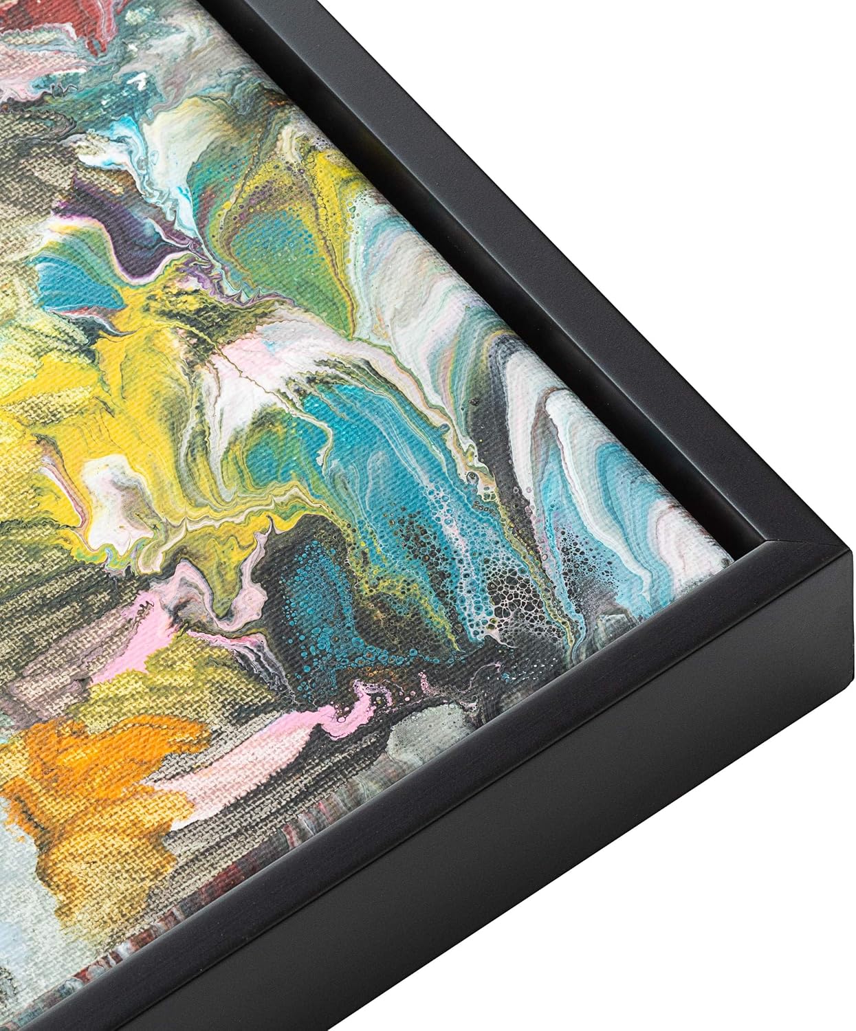 16x40 Canvas Frame Black Solid Wood Floater Frame Width 1.5 Inches | Interior Frame Depth 0.875 Inches | Austin Contemporary Canvas Frame Complete with Canvas Clips & Hanging Hardware