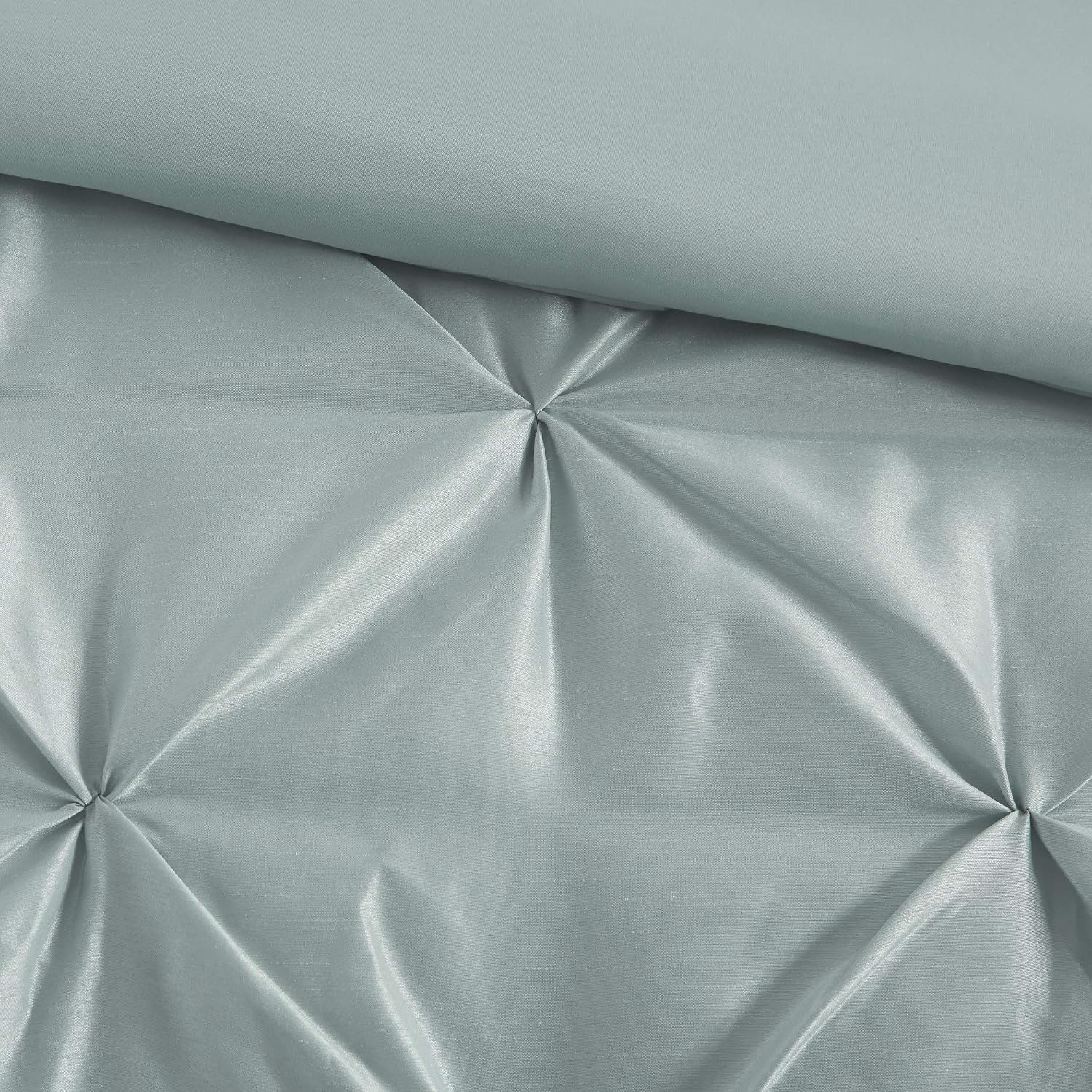 Madison Park Laurel Cal King Size Bed Comforter Set Bed In A Bag - Seafoam , Wrinkle Tufted Pleated – 7 Pieces Bedding Sets – Faux Silk Bedroom Comforters