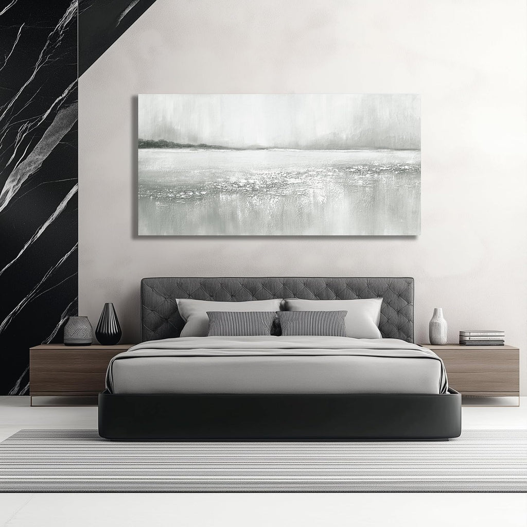 Yuaxker Large Abstract Wall Art Gray and White Wall Decor Lake Canvas Painting Fashion Artwork for Living Room Bedroom Dining Room Office Home Decor 30x60 Inch