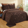 Better Trends Chenille Bedspreads Twin Size, Chocolate 100% Cotton Chenille Medallion Design Tufted Bedding Coverlet Soft Lightweight, 96'x110' with 1 PC Sham 2 Pieces Set Ashton Collection