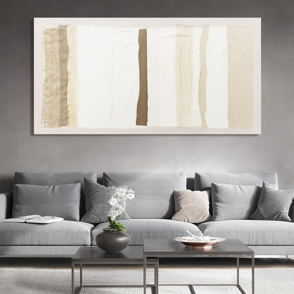 Neutral Wall Art Decor Modern Canvas Art Wall Decor Brown And White Artwork for Walls Oversized Wall Art Prints Large Wall Art for Living Room 29'X58' for Room Bedroom Office Decor