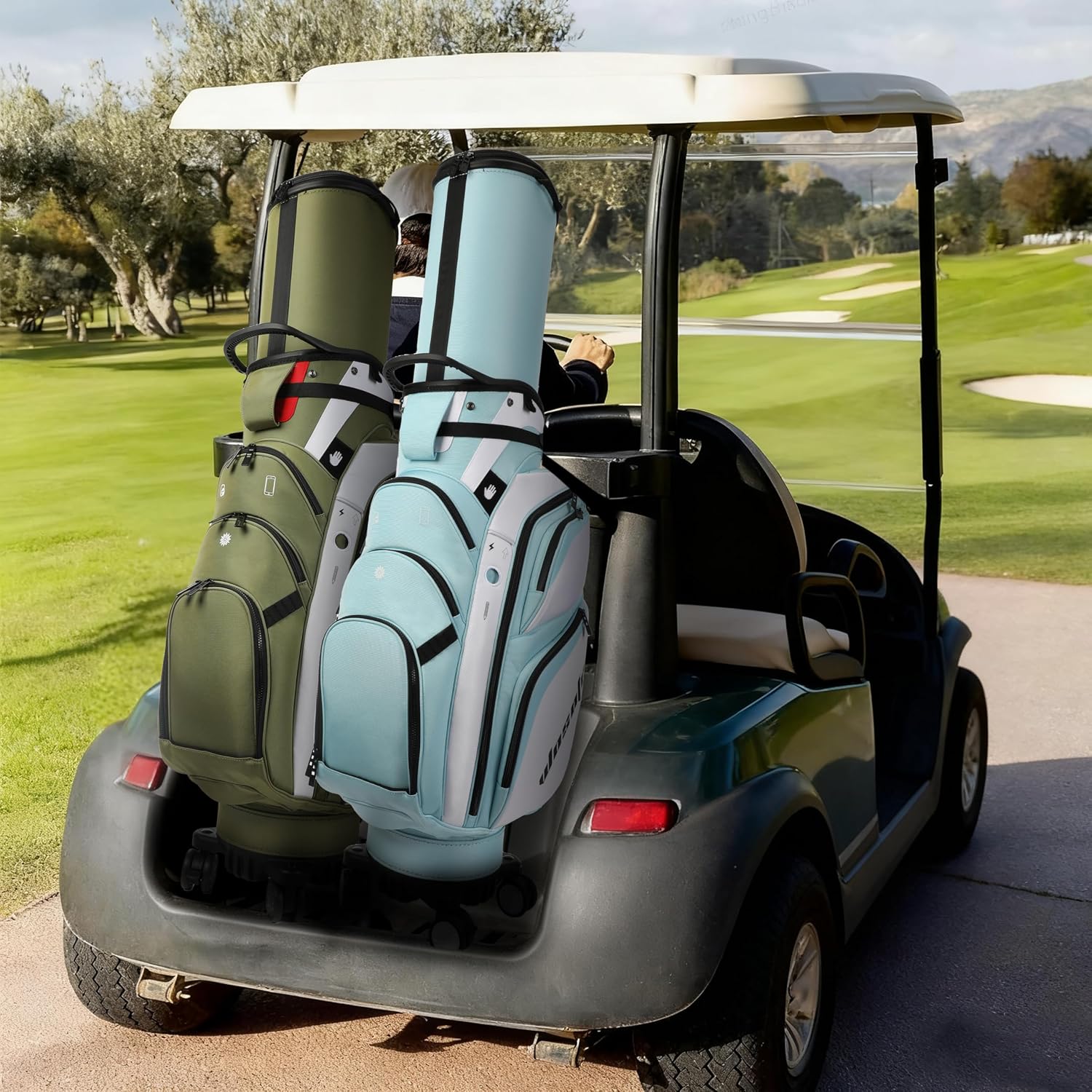 Golf Club Travel Bag with Wheels, Golf Cart and Travel Bag Retractable Cover,Golf Carry Bag for Men and Women, Multiple Storage Pockets, Shoe Compartment, Golf Cart Bag, 4 Colors to Choose from