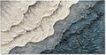 Art Hand-Painted White and Blue Gradient Wave Texture Abstract Oil Painting, 24x48-inch Canvas Painting, Home Office Wall Decoration Art