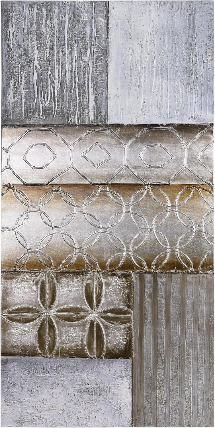 Empire Art Direct 'Stacked 1' Original Textured Metallic Oil Painting by Martin Edwards, 60' x 30'