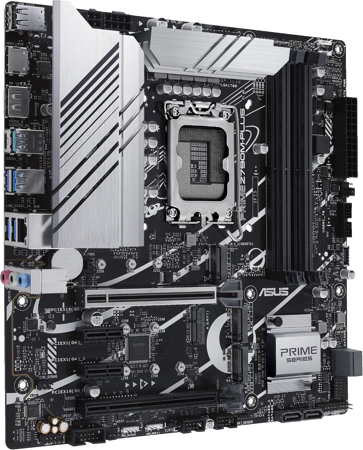 ASUS Prime Z790M-Plus LGA 1700(Intel 14th,12th&13th Gen) microATX motherboard (PCIe 5.0,3xM.2 slots,10+1 DrMOS,DDR5,1 Gb LAN, DP,USB 3.2 Gen2 Type-C,front USB3.2 Gen 1 TypeC, Thunderbolt(USB4)support)