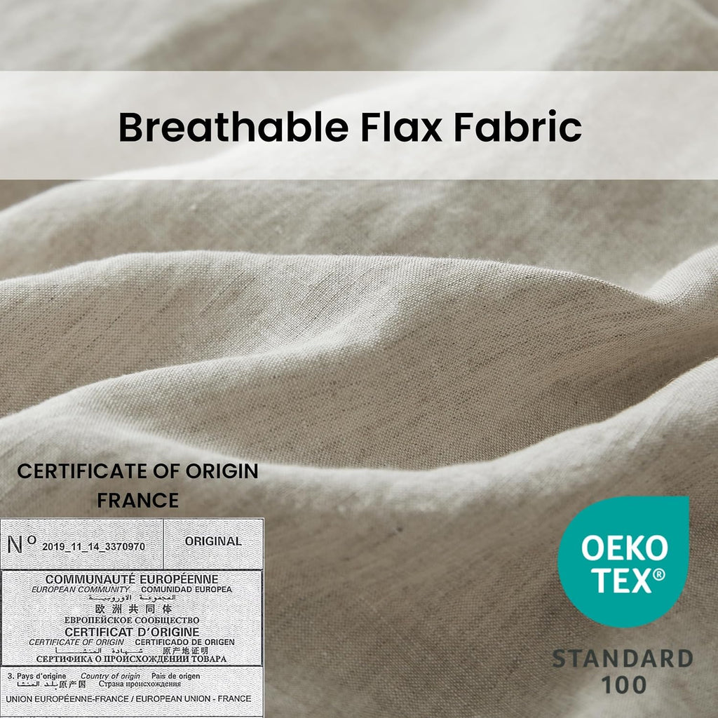 Simple&Opulence 100% Linen Duvet Cover Set with Crossed Embroidery Washed - 3 Pieces (1 Duvet Cover with 2 Pillow Shams) Soft Breathable Farmhouse - Linen, King Size