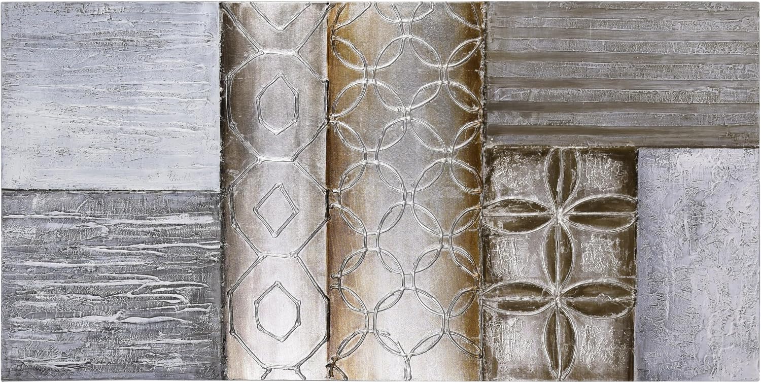 Empire Art Direct 'Stacked 1' Original Textured Metallic Oil Painting by Martin Edwards, 60' x 30'