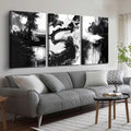 DNIEOTU Abstract Canvas Wall Art for Living Room, Black and White Wall-Decor for Bedroom, Modern Ink - Style Paintings for Hallway Office, Size 24 x 36 Inches 3-Piece