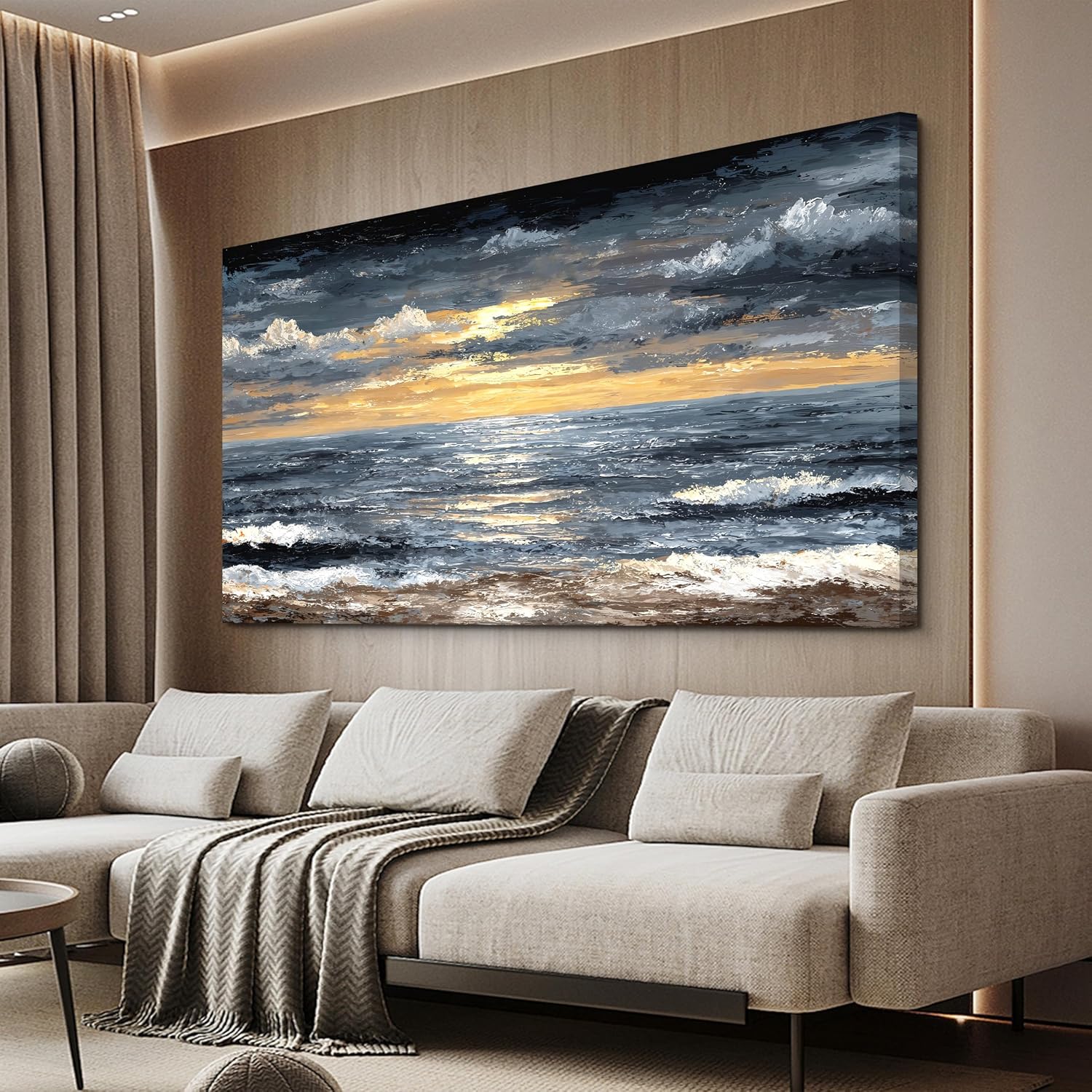 Canvas Oversized Wall Art Decor Modern Wall Art Pictures for Living Room Abstract Coastal Wall Art Prints Large Landscape Wall Art Decorations Abstract Canvas Art Wall Decor Home Office Decor 29'X58'