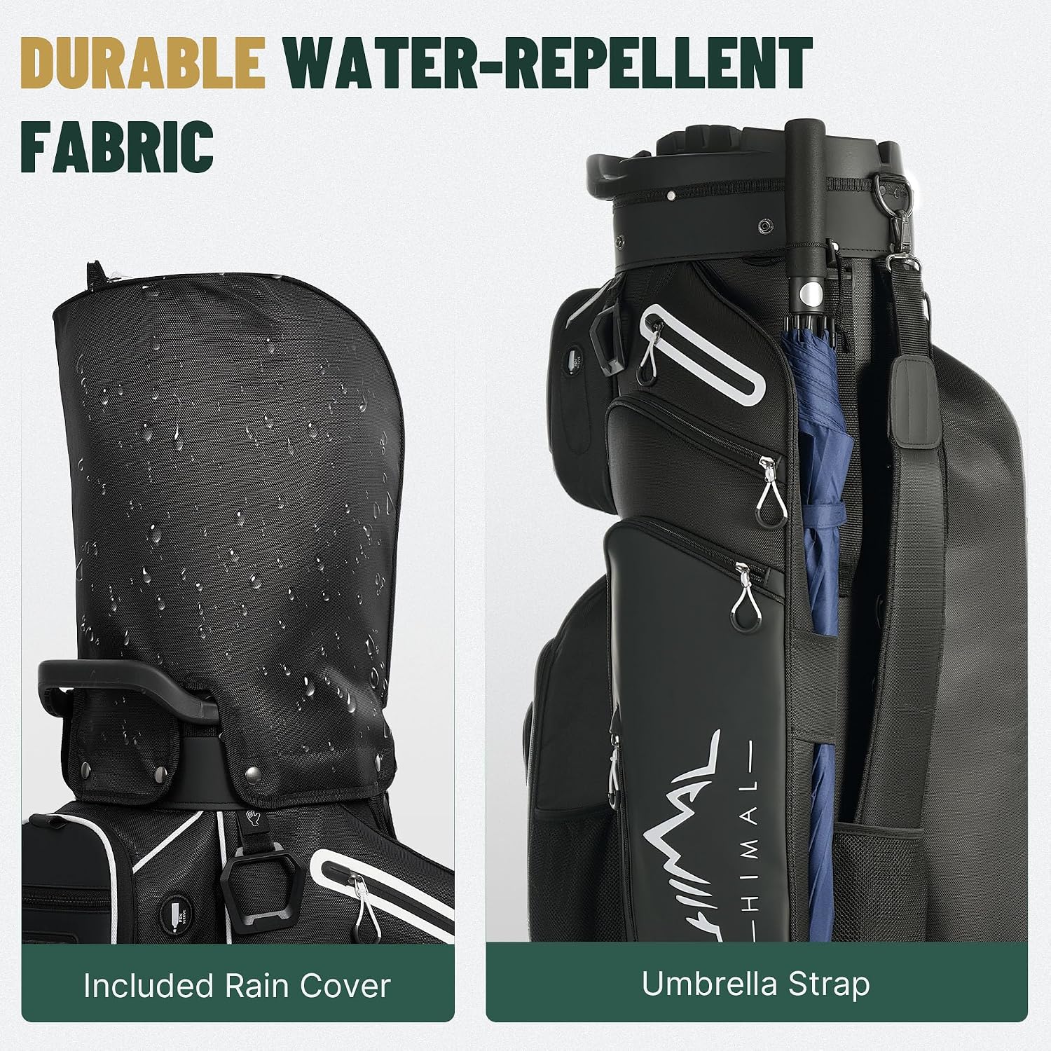 uniHimal Golf Cart Bag with 14-Way Full-Length Dividers, Golf Bag for Men Women with Magnetic Leather Pocket, Handles and Rain Cover, Lightweight Golf Club Bag Includes Cooler Pockets